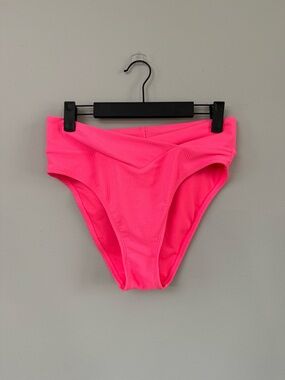 Ninety Bright Neon Pink Ribbed Bikini Bottom